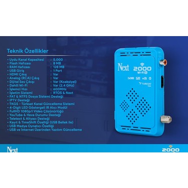 Next 2000 Wifi S Mini Uydu Alıcı Full HD Görüntü Kalitesi Fiyatı