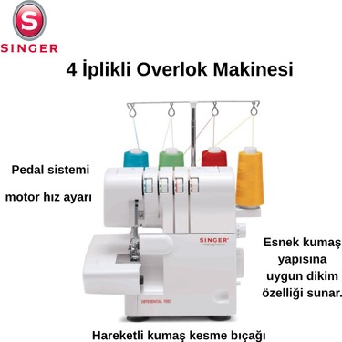 Singer 14 Sh 654 Elektronik 4 İplikli Overlok Makinesi Beyaz Fiyatı