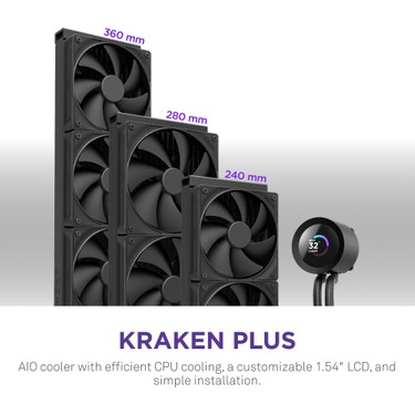 Nzxt Kraken Plus 360 Aıo LCD 360MM Siyah Sıvı Işlemci Fiyatı