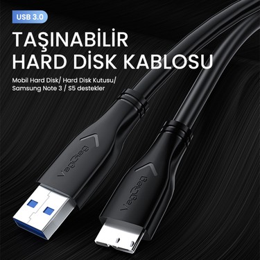 VegGieg USB 3.0 Micro B Şarj ve Data HDD Kablosu 50 CM Fiyatı