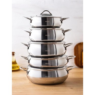 DISH//だし! 全セット Midas 10 Parça Indüksiyon Tabanlı Çelik Tencere Seti Fiyatı