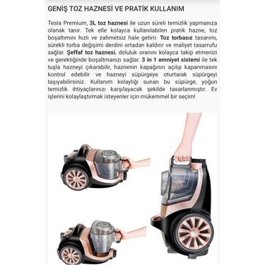 Arnica Turbo Başlıklı Premium Torbasız Süpürge, Hepa 13 Fiyatı