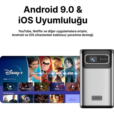 Everest PJ-DLP21 Gri 8000MAH Oto Odaklamalı 960*540 4K Fiyatı