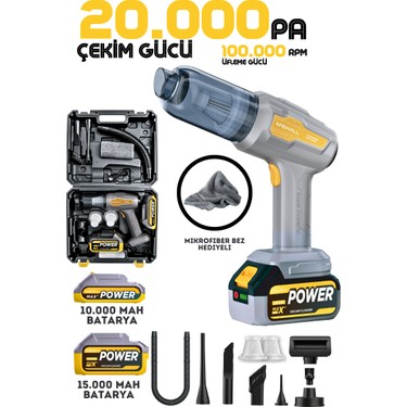 Enshall 25.000MAH Çift Bataryalı 20.000PA Ultra Çekim Güçlü Fiyatı