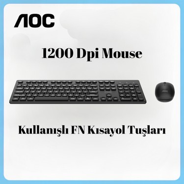 Aoc KM300 Kablosuz Klavye Mouse Seti, 2.4ghz, Sessiz Yazım, Fiyatı