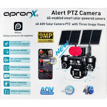 Apronx APX-WSP798 9mp Aov 4g Solar Üç Kamera 2 Solar Panel Fiyatı