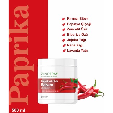 Zinderm Paprika Biberli Balsam Masaj Jeli 500 ml Fiyatı