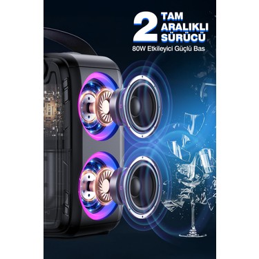 W-Kıng T9 Bluetooth Hoparlör, 80w Boombox, 9 Saate Varan Fiyatı