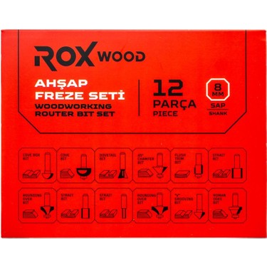 Rox Wood 12 Parça Ahşap Freze Seti 8mm Sap Fiyatı