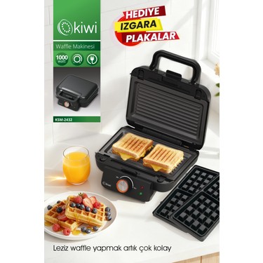 わきた２円様☆専用 Kiwi KSM-2432 Çıkarılabilir Plakalı Waffle Makinesi - Tost Fiyatı