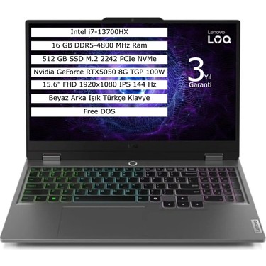 Lenovo Loq 15IRX10 Intel Core I7-13700HX 16GB 512GB SSD 8gb Fiyatı