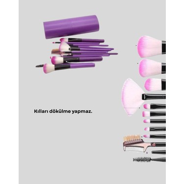 Ultra Yumuşak 12'li Makyaj Fırça Seti – Dökülme Yapmaz, Fiyatı