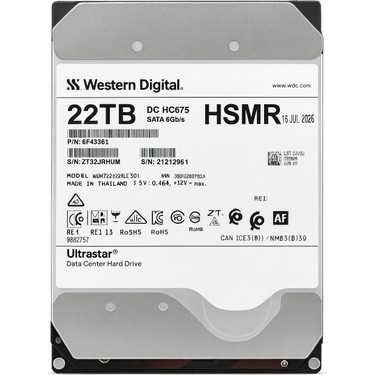 WD Western Digital Ultrastar Dc HC675 22TB 7200RPM 256MB 6g Fiyatı