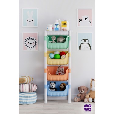 Mowo Home 4 Katlı Oyuncak Dolabı, Oyuncak Organizeri, Fiyatı