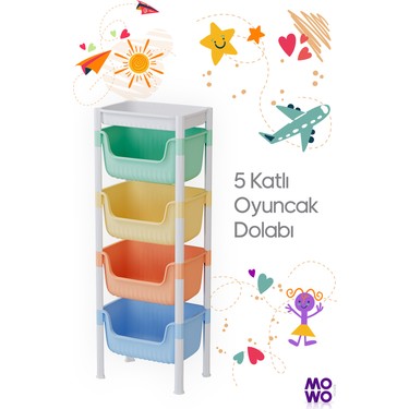 Mowo Home 4 Katlı Oyuncak Dolabı, Oyuncak Organizeri, Fiyatı