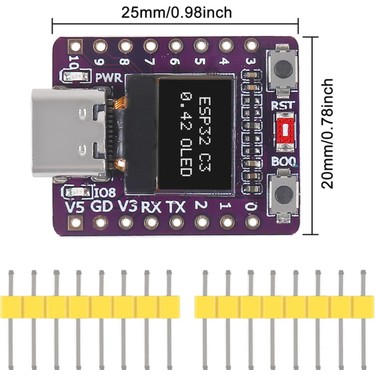 Lot De 3 Cartes ESP32-C3 Avec écran OLED 0.42" - Wi-Fi Bluetooth - Compatible Arduino