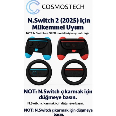 Cosmostech Switch 2 Joy-Con-Wheel Direksiyon & Grip Seti – 4 Fiyatı