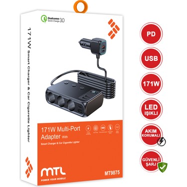 Mtl Araç Çakmaklık Çoğaltıcı USB Type-C Şarj Aleti MT-A9875 Fiyatı