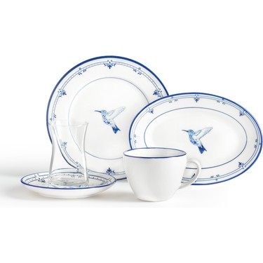 Madame Coco Oiseau 10 Parça 2 Kişilik Yemek Seti Mavi/Beyaz Fiyatı