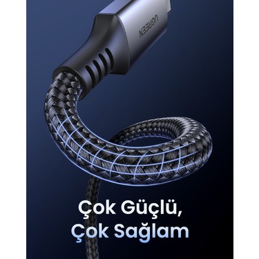 Ugreen Usb-C 60W 3A Qc Pd Örgülü Hızlı Şarj Kablosu, 2 Fiyatı