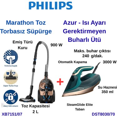 Philips XB7151/07 Marathon Toz Torbasız Süpürge+Philps Fiyatı