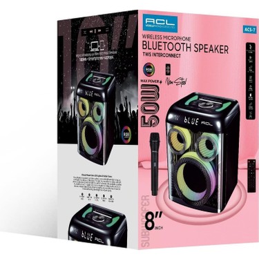 Acl Acs-7 50W Gücünde 8”inch Hoparlörlü Mikrofonlu, Rgb Fiyatı