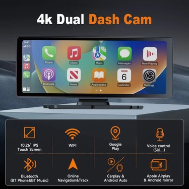 Çeşithane 10.26” 4K Carplay & Android Auto Araç Dvr – 2160P Fiyatı