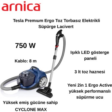 Arnica Tesla Premıum Ergo Toz Torbasız Elektrikli Süpürge Fiyatı