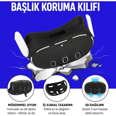 Cosmostech Quest 3 Uyumlu Silikon Koruma Seti – Kumanda Fiyatı