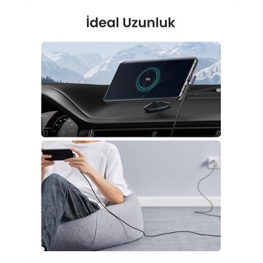 UGREEN USB-C to USB-A 3A QC 90 Derece Hızlı Şarj Kablosu, 1 Fiyatı