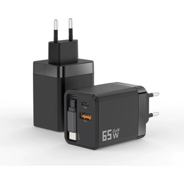 GUNKES 65WATT 2xusb-C + 1xusb-A Çıkışlı, Dahili Usb-C Fiyatı