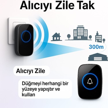 Electrimax Kablosuz Kumandalı Kapı Zili LED Işıklı 60 Fiyatı