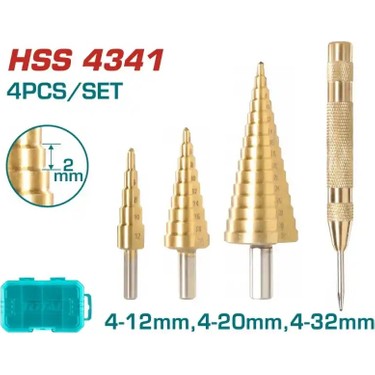 Total Kademeli Matkap Uç Seti 4-12 mm 4-20 mm 4-32 mm Fiyatı