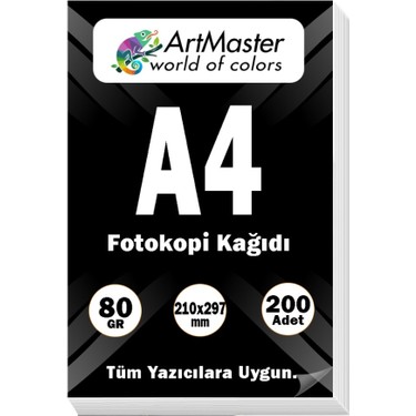 A4 Fotokopi Kağıdı 200 Adet 80 gr 21X29,7 cm Artmaster A4 Fiyatı