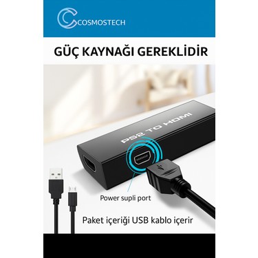 Cosmostech Ps2 To HDMI Dönüştürücü Adaptör – 3.5mm Ses Fiyatı