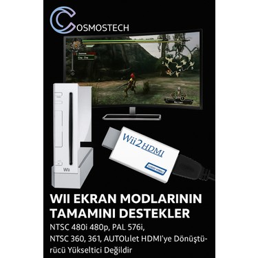 Cosmostech Wii To HDMI Dönüştürücü Adaptör 1080P – 3.5mm Ses Fiyatı