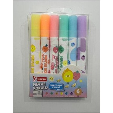 Mikro MK-612-12 Meyve Kokulu Fosforlu Kalem 6 Lı Renkli Fiyatı