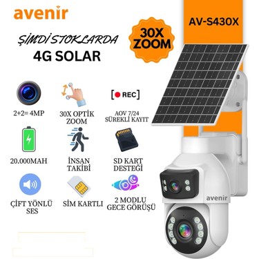 KRNTEKNO Avenir AV-S430X 2 Panelli 30X Zoom Çift Kameralı Fiyatı