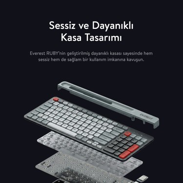 Everest Kb-88 Ruby Siyah-Gri Kablosuz 2.4g + Bluetooth Bt1 Fiyatı