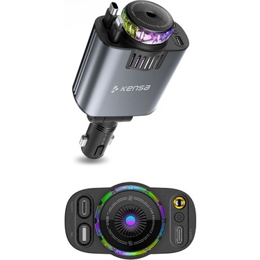 Kensa 5-In-1 45W Işıklı ve Kokulu Araç Şarj Cihazı | Hızlı Fiyatı