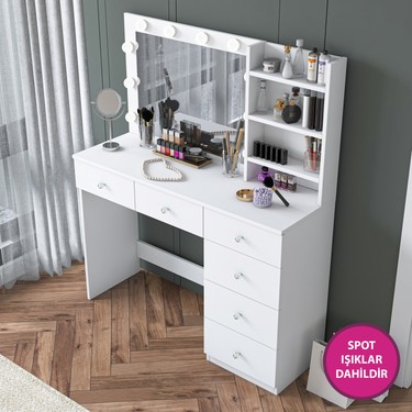 Rani BJ127 Hollywood Işıklı Aynalı Kulis Makyaj Masası 6 Fiyatı