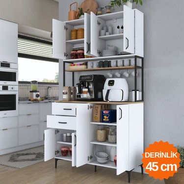 Rani JE213 Çok Amaçlı Dolap 8 Kapaklı 2 Çekmeceli Beyaz - Fiyatı