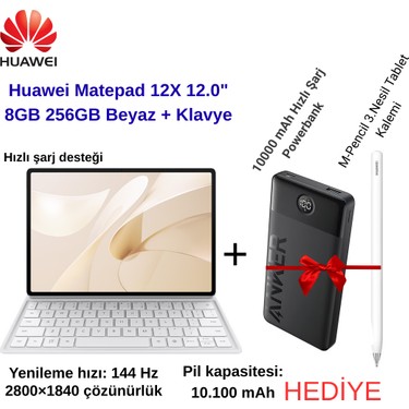 Huawei Matepad 12X 12.0 8gb 256GB Beyaz + Klavye+3.Nesil Fiyatı