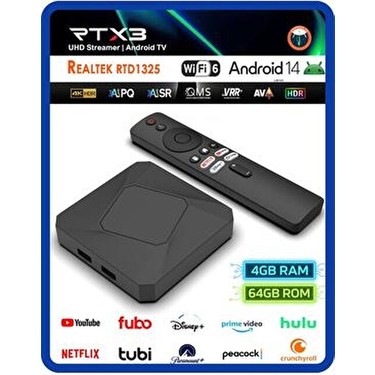 EverBox Rt-X3 4K Android 14.0 Tv Box 4+64GB Realtek RTD1325 Fiyatı