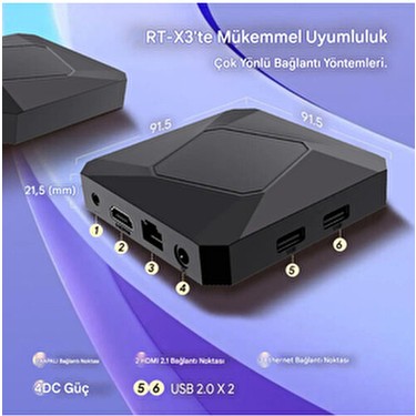 EverBox Rt-X3 4K Android 14.0 Tv Box 4+64GB Realtek RTD1325 Fiyatı