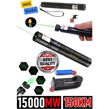 Janva Şarjlı Turbo Yeşil Lazer Pointer 15000 Mv Güçlü Kibrit Fiyatı
