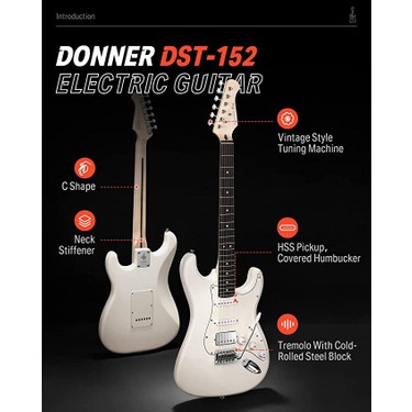 Donner DST-152 Full-Size St Elektro Gitar Seti (Beyaz) Fiyatı