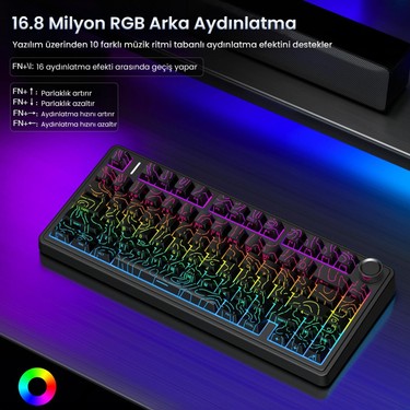 Aula F75 Mekanik Rgb Tkl Seiya Switch Kablosuz Makrolu Hot Fiyatı