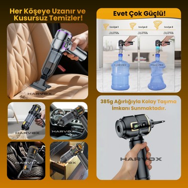 Harvox 18000PA Güçlü Vakum Araç Süpürgesi Taşınabilir Fiyatı