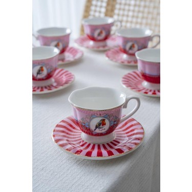 Acar SYT-08596 Birdie Pembe 6'lı Kahve Fincan Takımı Fiyatı